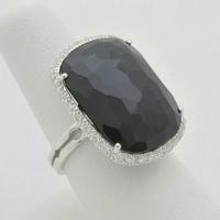 ANELLO VOGUE IN ORO BIANCO 18KT ONICE E BRILLANTI