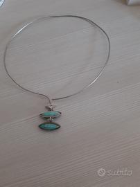 girocollo in argento con pietre turchese