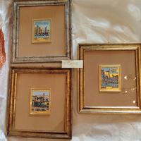 tre serigrafie su foglia d'oro di  Orfeo Tamburi