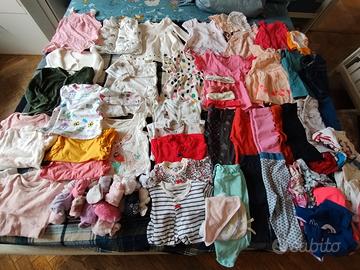 lotto bambina 50 pezzi 6/9mesi primavera/estate