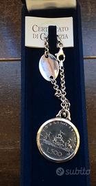 500 lire in argento portachiavi