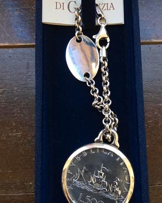 500 lire in argento portachiavi
