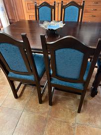 Tavolo legno con 6 sedie imbottite