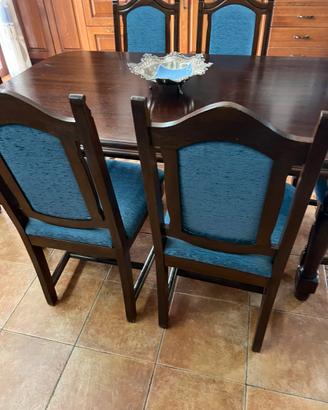 Tavolo legno con 6 sedie imbottite