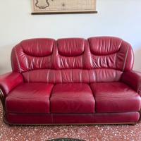 Divano  Canapè di pelle rossa/bordeaux