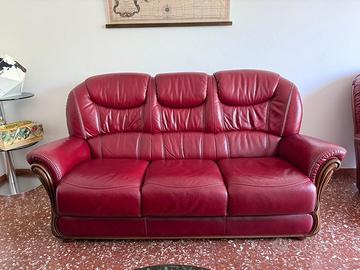 Divano  Canapè di pelle rossa/bordeaux