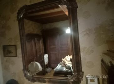 specchio in mogano con intarsi anni 50