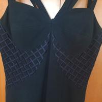 elegante abito blu in crepe 