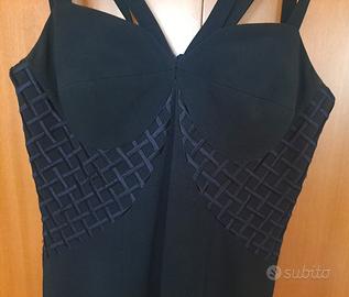 elegante abito blu in crepe 