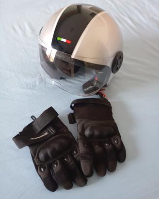 Casco jet moto e guanti 