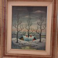 Quadro Ennio Pirac Mentre Nevica Art Naif Naive