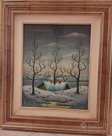 Quadro Ennio Pirac Mentre Nevica Art Naif Naive