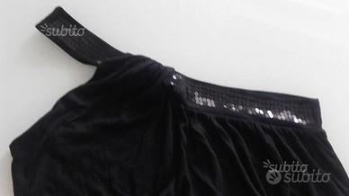 MOTIVI top monospalla con paillettes S nero canott
