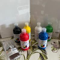 Set borgione pittura tele pennelli tempere