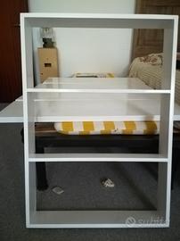 4 mensole di legno massello + portaoggetti da muro