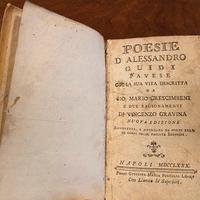 Libro antico Poesie d’Alessandro Guidi Pavese 1780