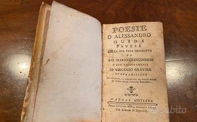 Libro antico Poesie d’Alessandro Guidi Pavese 1780