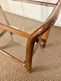 Carrello bar vintage in legno e vetro anni 60/70