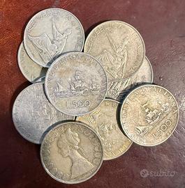 Lotto di 10 monete 500 lire in argento Caravelle