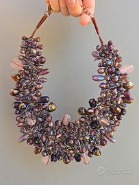 Collana artigianale con pietre viola