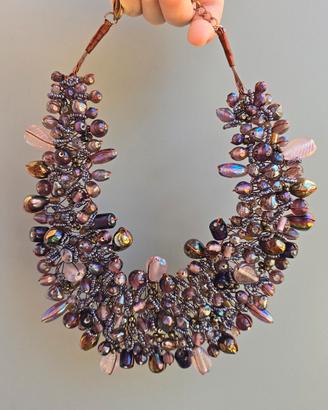 Collana artigianale con pietre viola