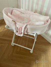 Nanan cesta culla neonato vimini con base ruote