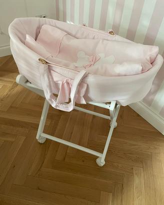 Nanan cesta culla neonato vimini con base ruote