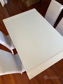 Tavolo da pranzo bianco lucido 90x140 con 4 sedie