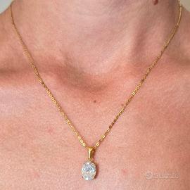 Collana in acciaio inox color oro con pendente