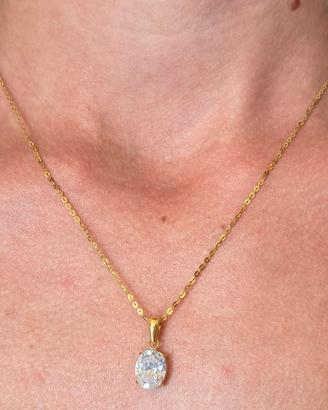 Collana in acciaio inox color oro con pendente