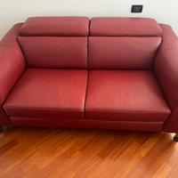 Divano Vera Pelle " Divani&Divani "rosso scuro