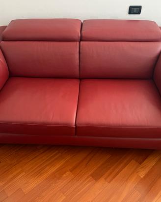 Divano Vera Pelle " Divani&Divani "rosso scuro