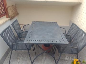 tavolo da giardino in ferro battuto con 4 sedie 