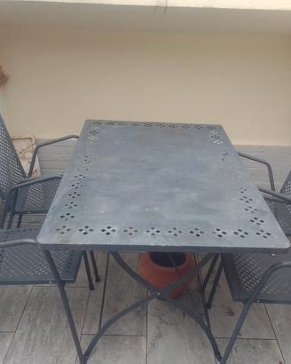 tavolo da giardino in ferro battuto con 4 sedie 