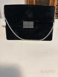 Borsetta in velluto nero con strass