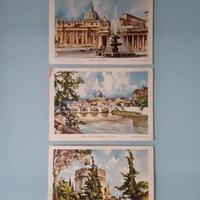 3 cartoline pubblicitarie con acquerelli 1956