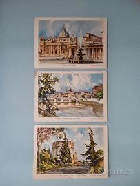 3 cartoline pubblicitarie con acquerelli 1956