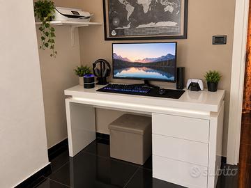 Scrivania gaming/studio bianco laccato