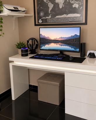 Scrivania gaming/studio bianco laccato