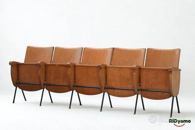 Fila da 5 Poltroncine da Cinema Vintage Anni '50