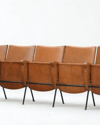 Fila da 5 Poltroncine da Cinema Vintage Anni '50