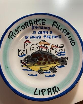 Piatto vintage Vietri 1992 in ceramica dipinto
