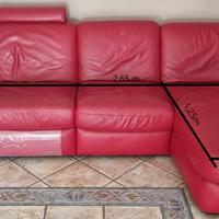 Divano Doimo 3 posti in pelle rossa – reclinabile