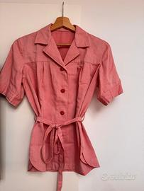Camicia vintage donna maniche corte con cinta