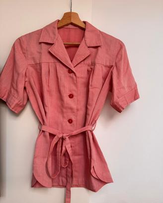 Camicia vintage donna maniche corte con cinta