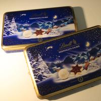 Scatola di latta Vintage Natalizia Lindt FROHES FE