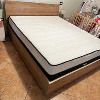 Letto matrimoniale contenitore legno rovere