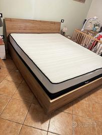 Letto matrimoniale contenitore legno rovere