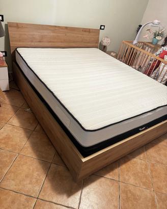 Letto matrimoniale contenitore legno rovere