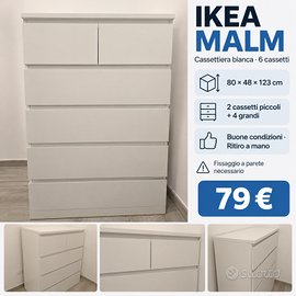Cassettiera IKEA MALM bianca 6 cassetti 